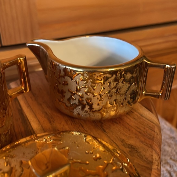 Elynor China Vintage Midcentury 22kt set made in the USA.Sugar bowl/lid +creamer - Picture 4 of 9